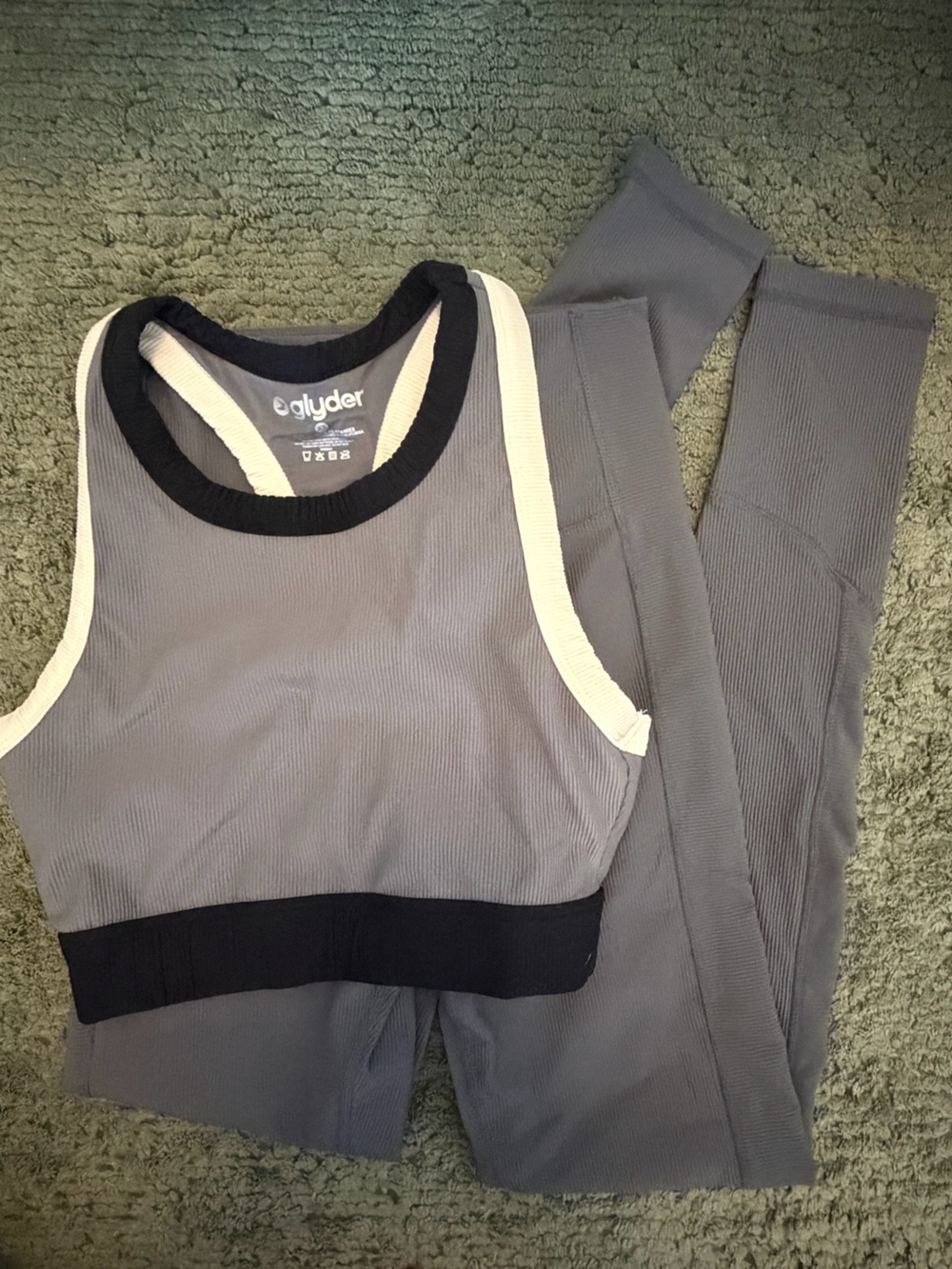 Glyder Gray Tank with Cream Trim and Black Neckline